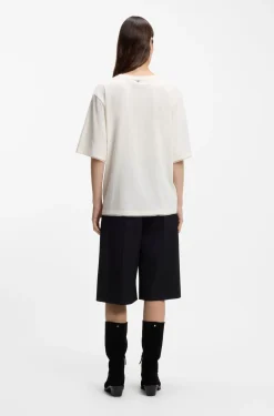 Relaxed-fit T-shirt in cotton with mesh trims