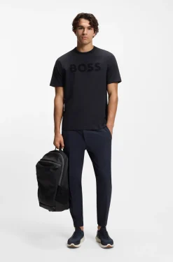 Relaxed-fit T-shirt in stretch cotton with tonal logo