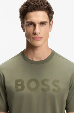 Relaxed-fit T-shirt in stretch cotton with tonal logo