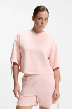 Relaxed-fit T-shirt with gathered sleeves