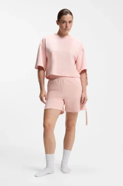 Relaxed-fit T-shirt with gathered sleeves