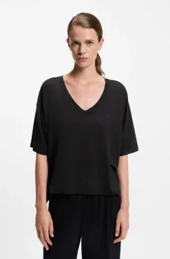Relaxed-fit V-neck T-shirt in stretch jersey