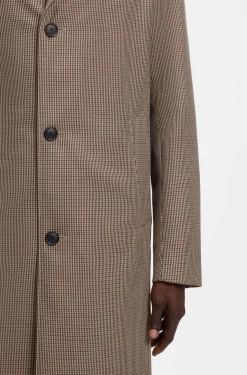 Relaxed-fit water-repellent coat in houndstooth virgin wool