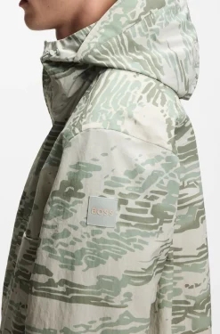 Relaxed-fit water-repellent jacket in printed ripstop fabric