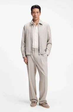 Relaxed-fit zip-up jacket in patterned virgin wool