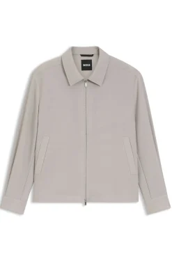 Relaxed-fit zip-up jacket in patterned virgin wool