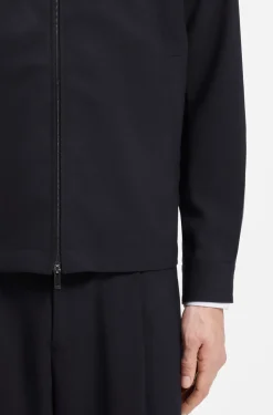 Relaxed-fit zip-up jacket in patterned virgin wool