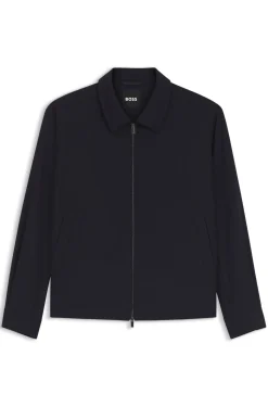 Relaxed-fit zip-up jacket in patterned virgin wool