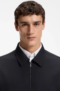 Relaxed-fit zip-up jacket in patterned virgin wool
