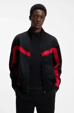 Relaxed-fit zip-up sweatshirt with chevron tape