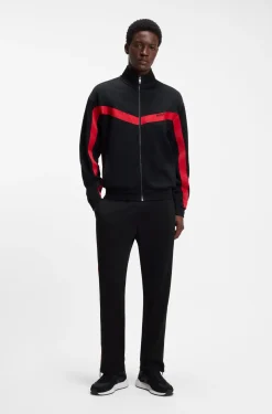 Relaxed-fit zip-up sweatshirt with chevron tape
