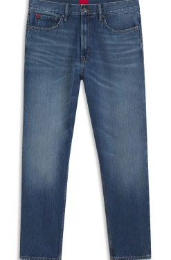 Relaxed-tapered-fit jeans in blue denim