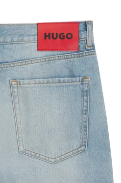Relaxed-tapered-fit jeans in bright-blue denim