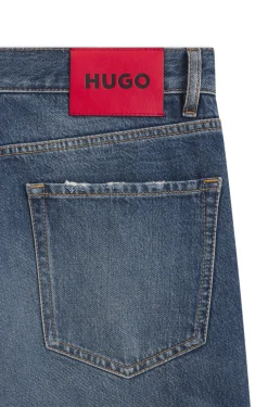 Relaxed-tapered-fit jeans in blue Egyptian-cotton denim