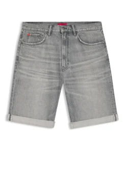 Relaxed-tapered-fit shorts in stonewashed grey denim