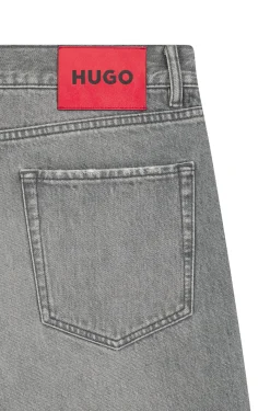 Relaxed-tapered-fit shorts in stonewashed grey denim
