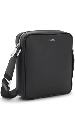 Reporter bag with silver-tone logo lettering