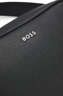 Reporter bag with silver-tone logo lettering