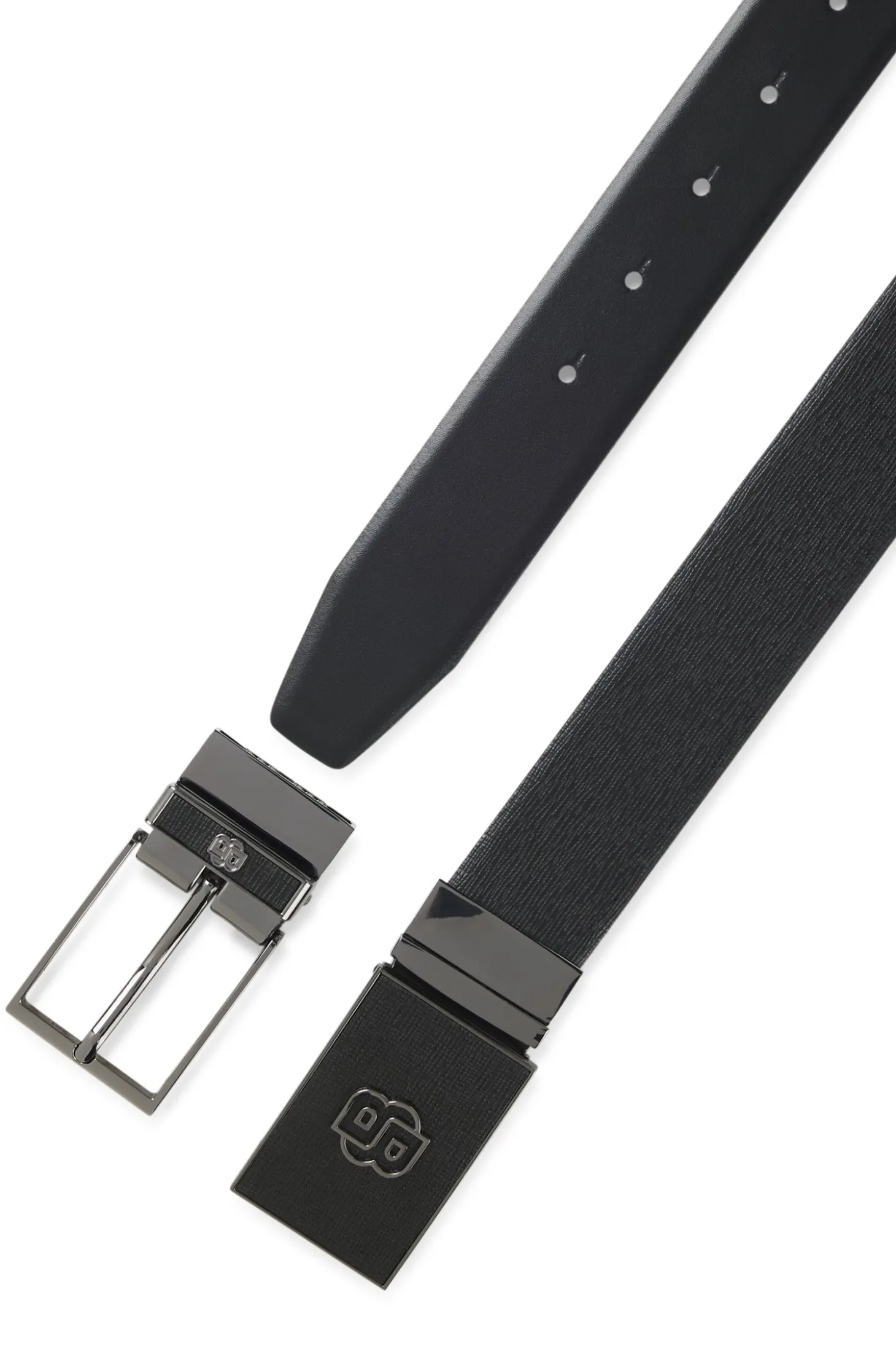 Reversible belt in Italian leather with interchangeable buckles