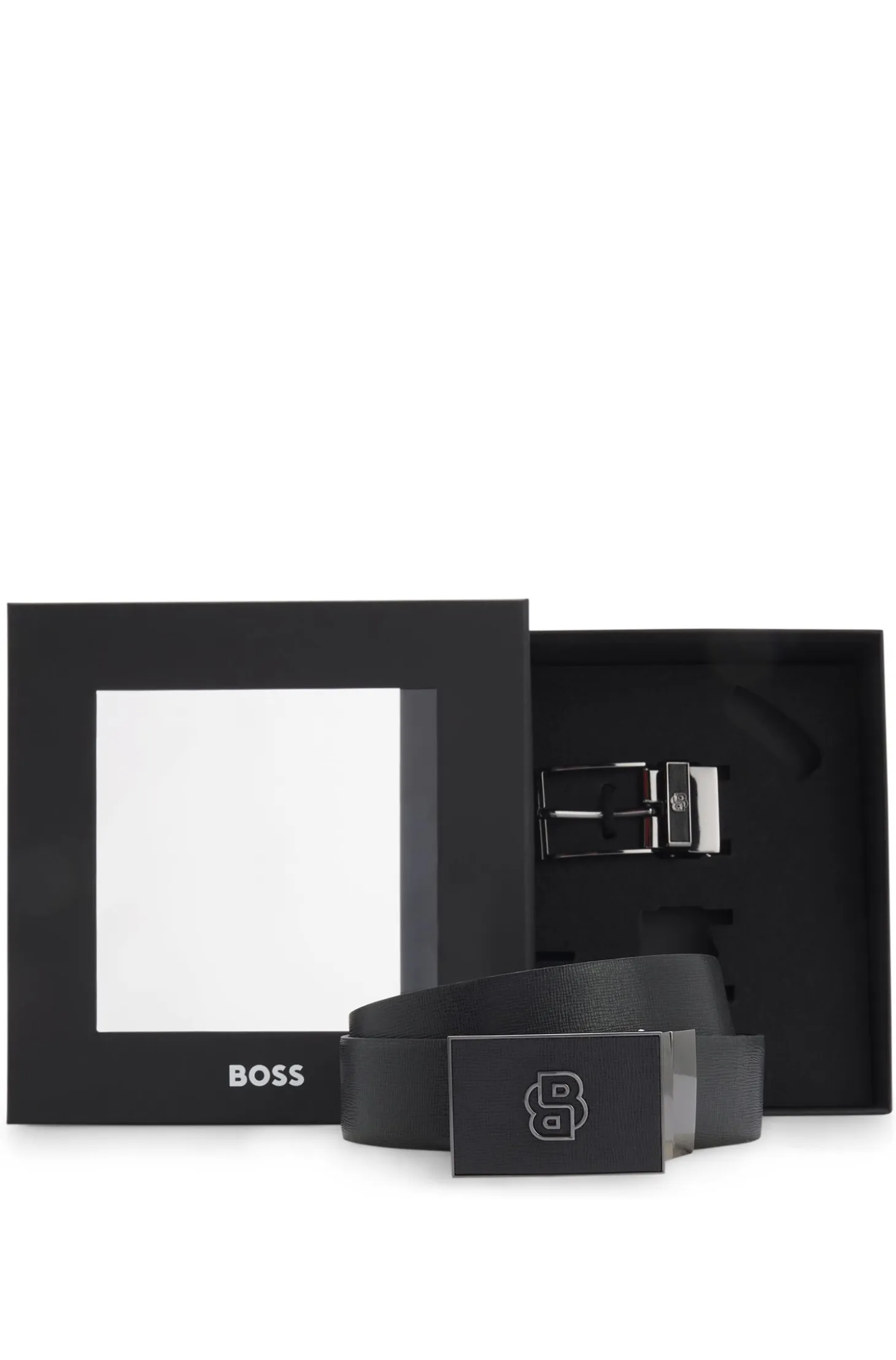Reversible belt in Italian leather with interchangeable buckles
