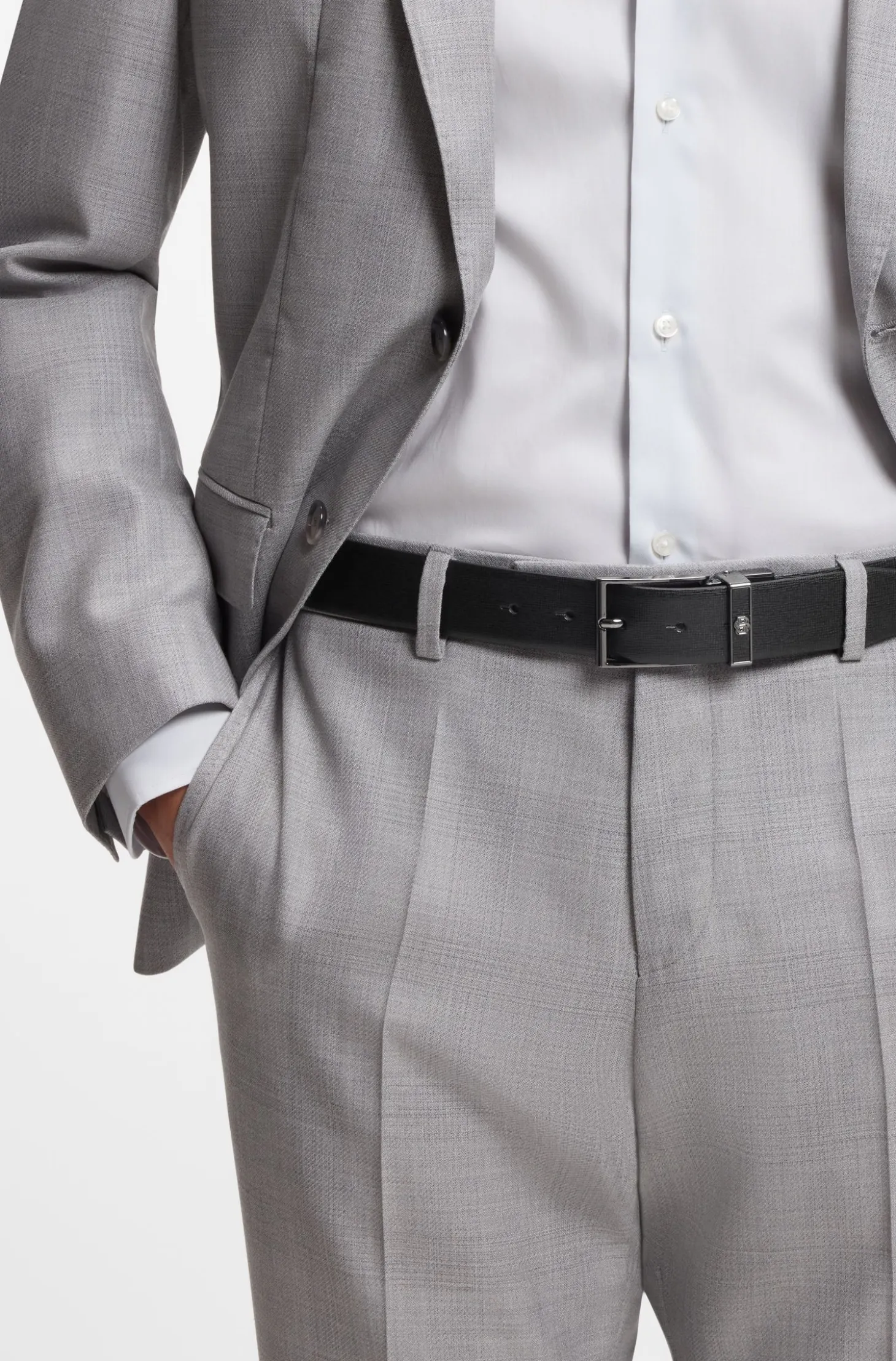 Reversible belt in Italian leather with interchangeable buckles