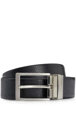 Reversible Italian leather belt with a pin buckle