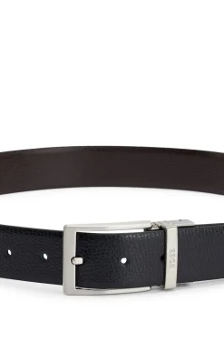 Reversible Italian leather belt with a pin buckle