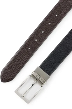 Reversible Italian leather belt with a pin buckle