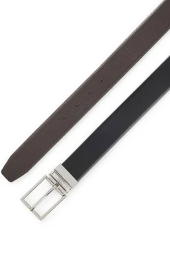 Reversible Italian leather belt with two textures