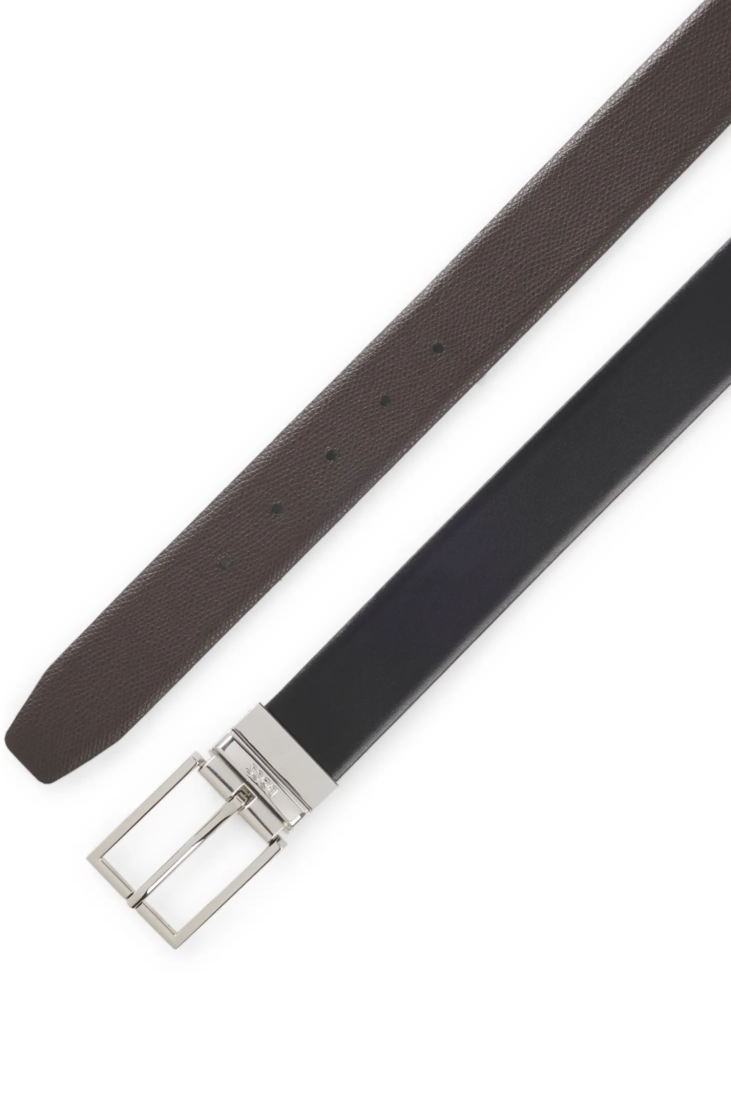 Reversible Italian leather belt with two textures