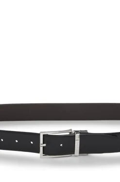 Reversible Italian leather belt with two textures