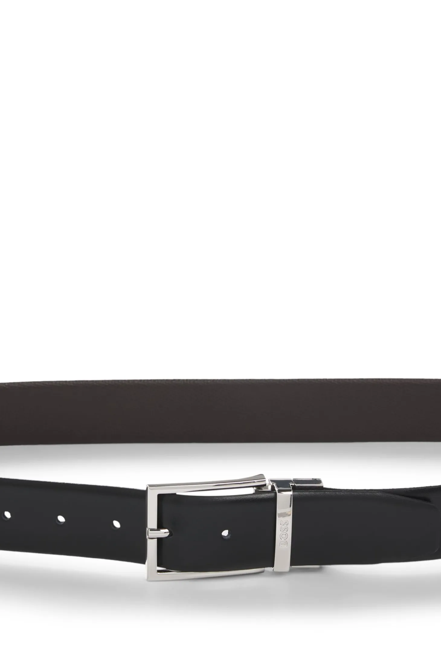 Reversible Italian leather belt with two textures