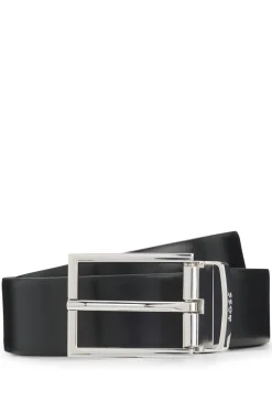 Reversible Italian leather belt with two textures