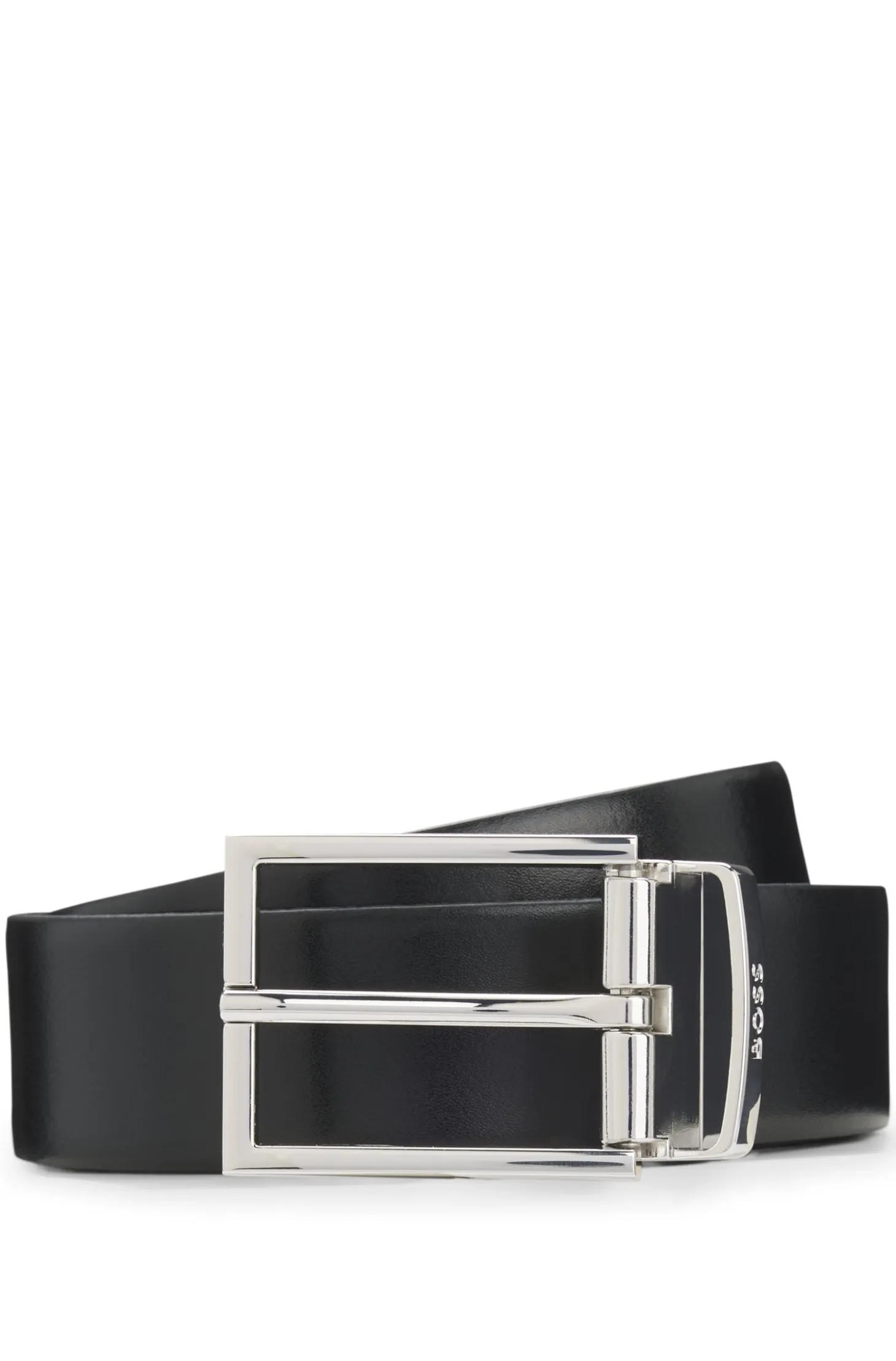 Reversible Italian leather belt with two textures