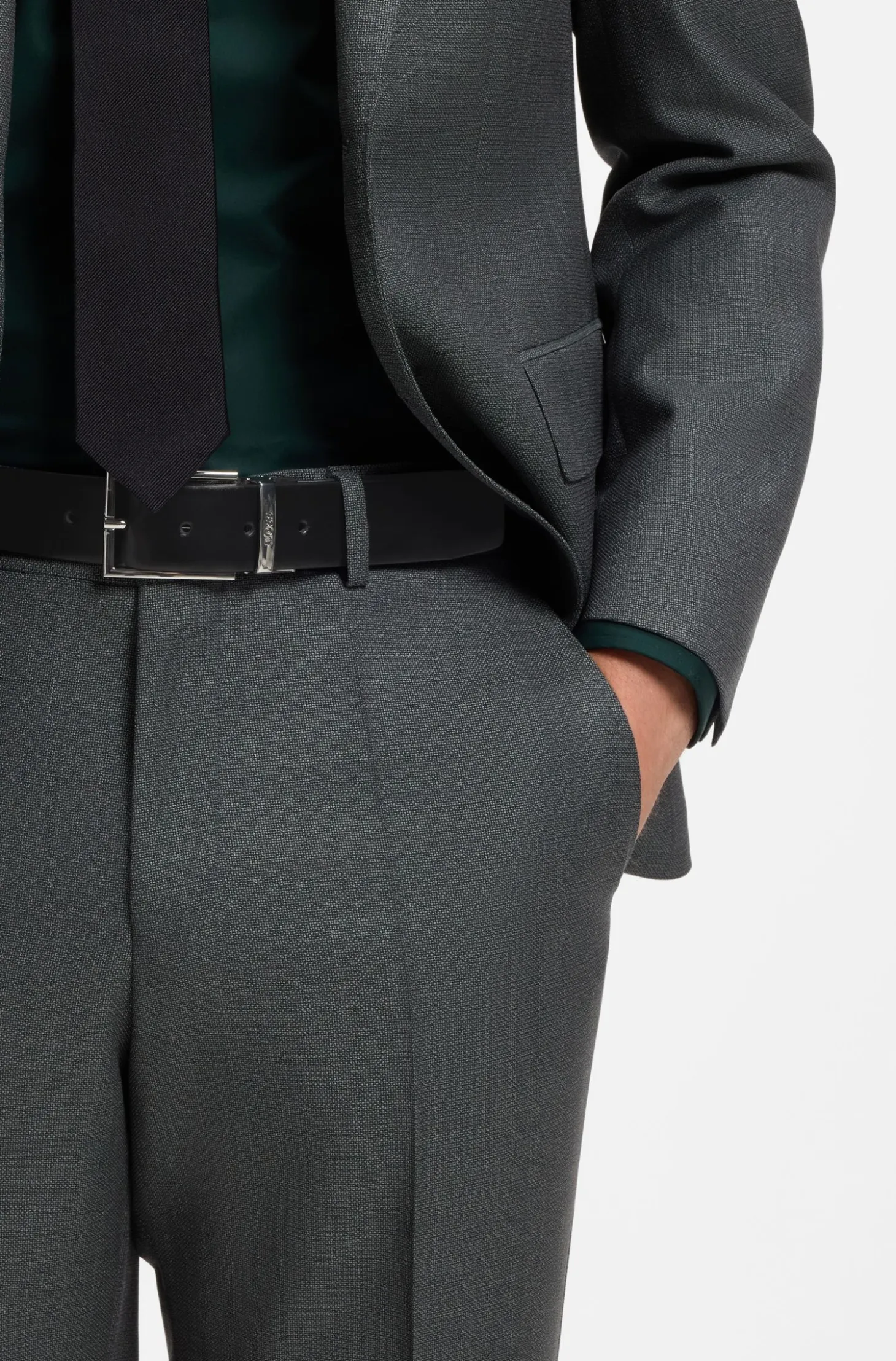 Reversible Italian leather belt with two textures