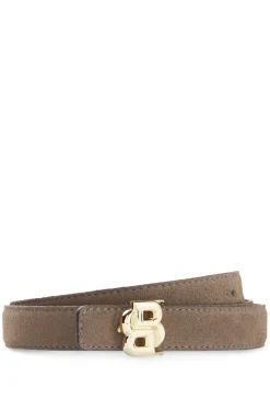 Reversible Italian-leather belt with light gold hardware