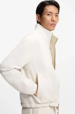 Reversible zip-up jacket in peached fabric