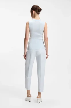 Ribbed-knit top with mock neckline