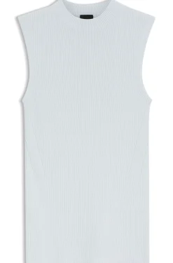 Ribbed-knit top with mock neckline