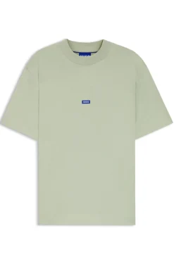 Ribbed-neck cotton T-shirt with logo badge