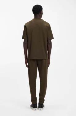 Ribbed-neck cotton T-shirt with logo badge