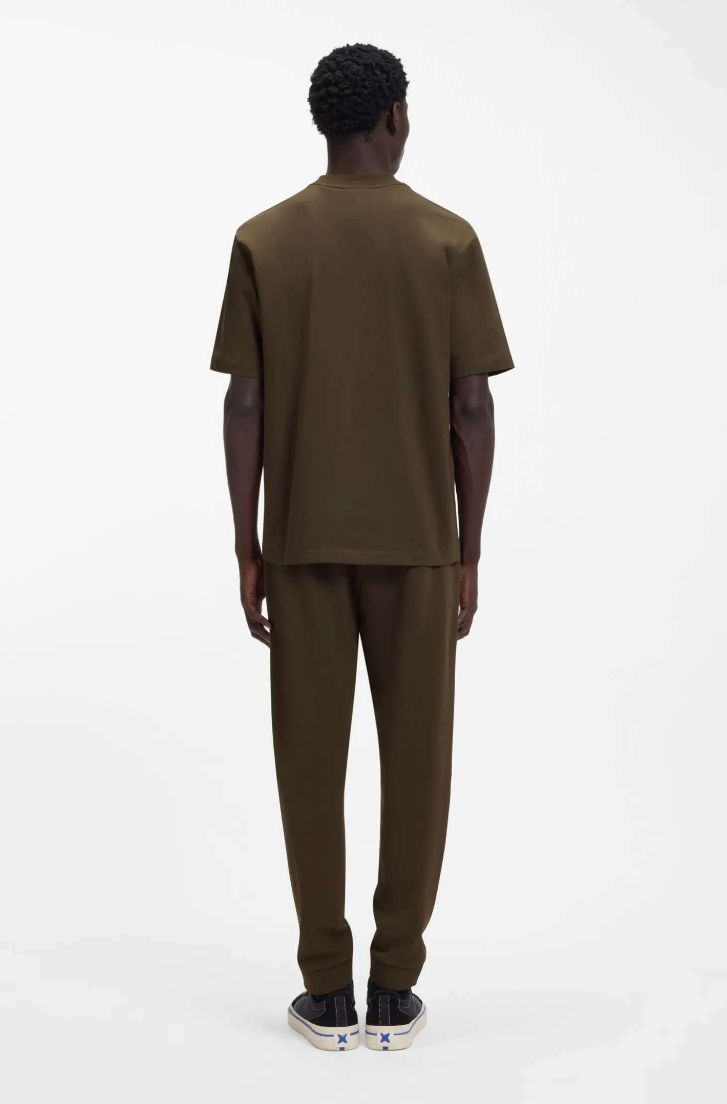Ribbed-neck cotton T-shirt with logo badge
