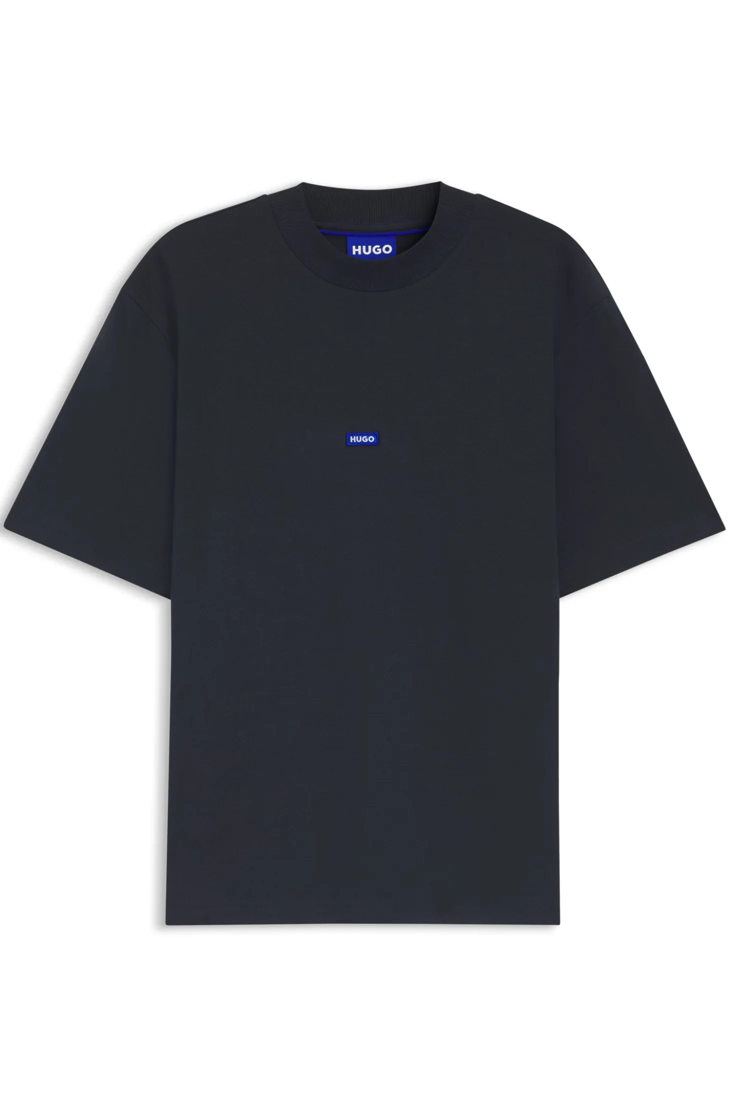 Ribbed-neck cotton T-shirt with logo badge