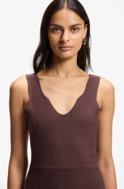 Rib-knit dress with sheer pleating