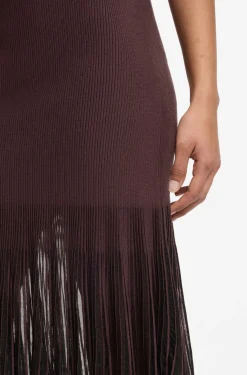 Rib-knit dress with sheer pleating