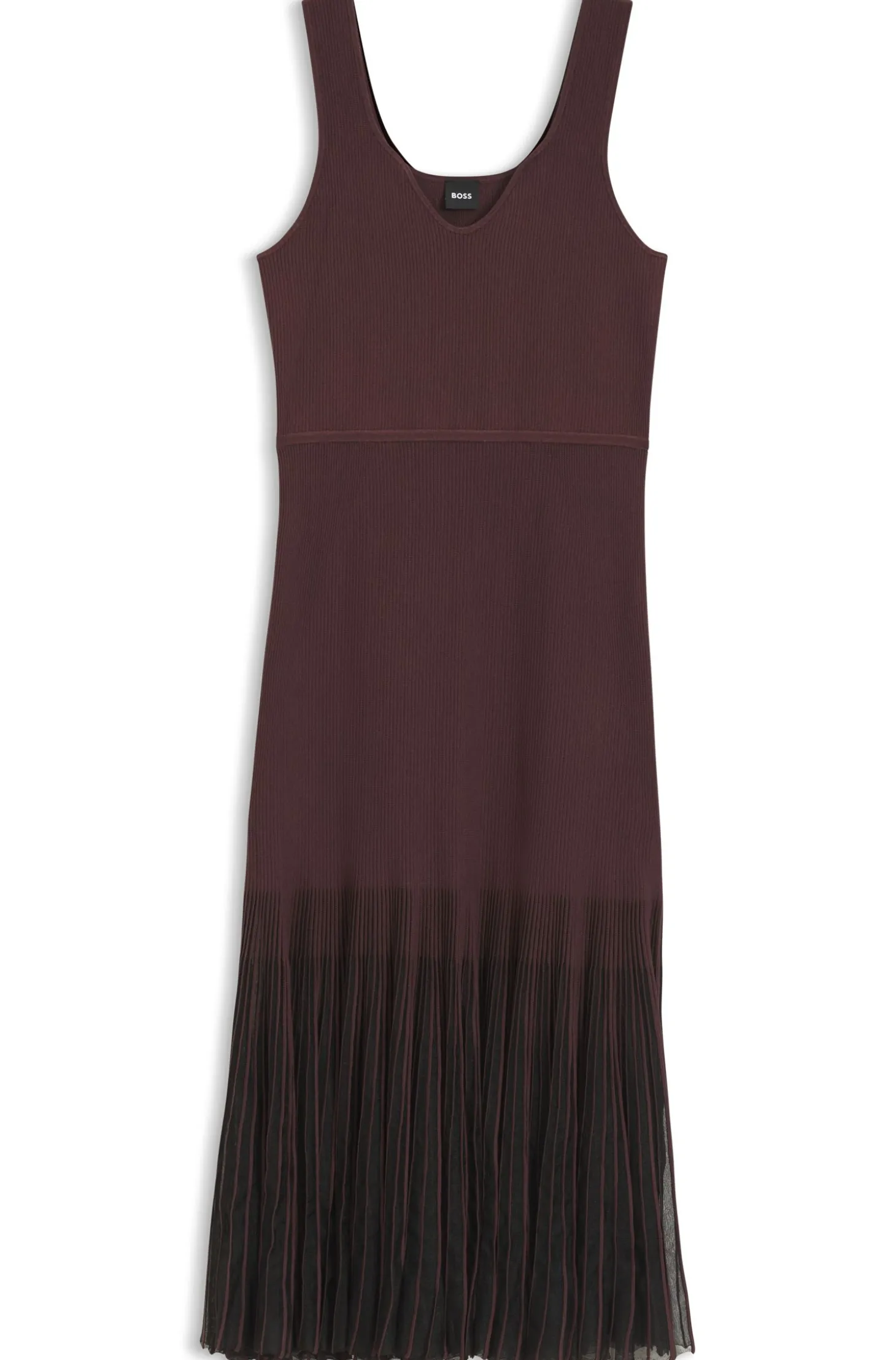 Rib-knit dress with sheer pleating