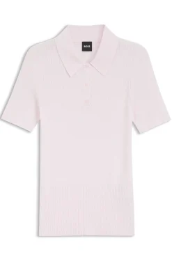 Rib-knit polo in breathable fabric
