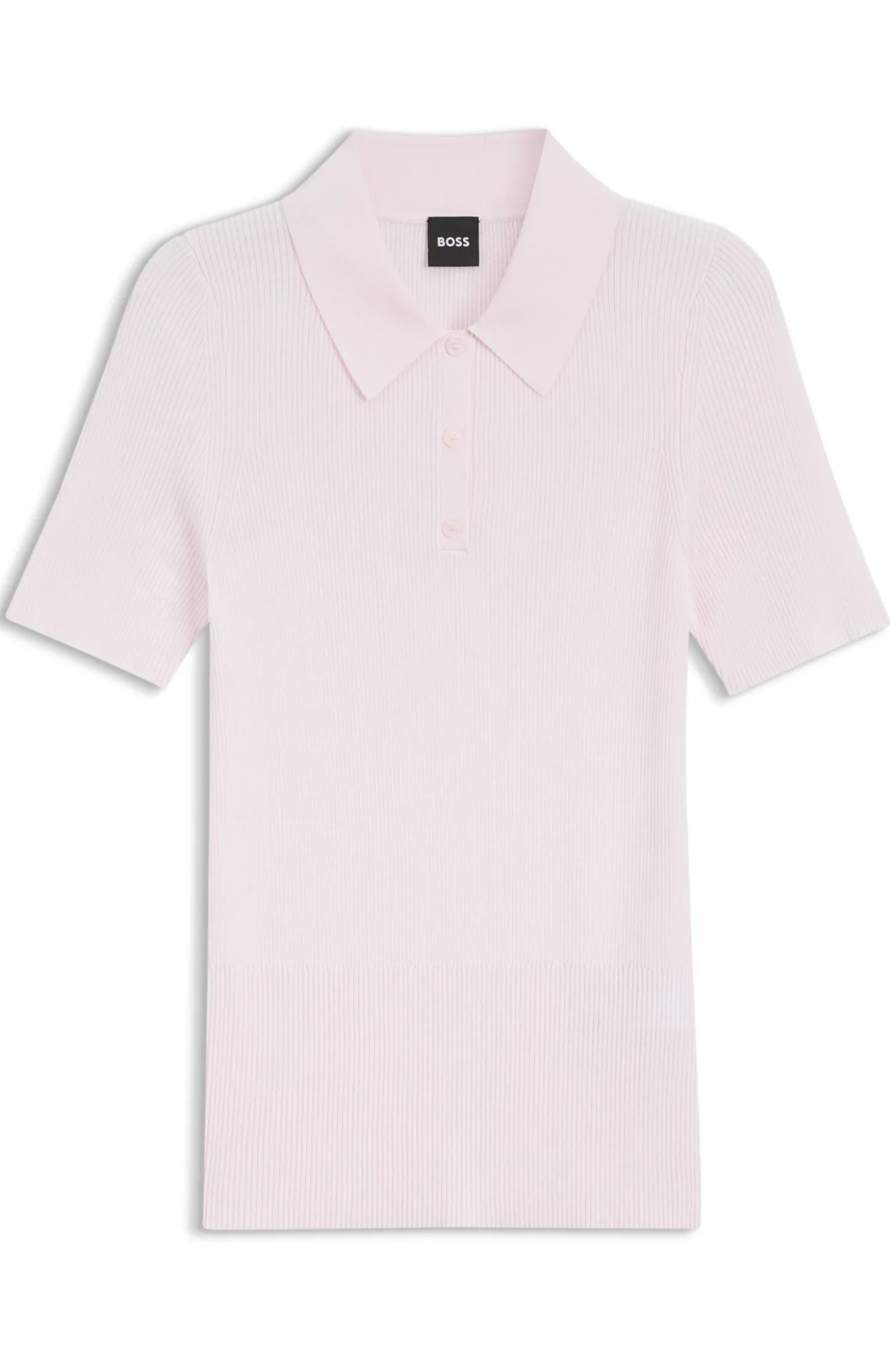 Rib-knit polo in breathable fabric