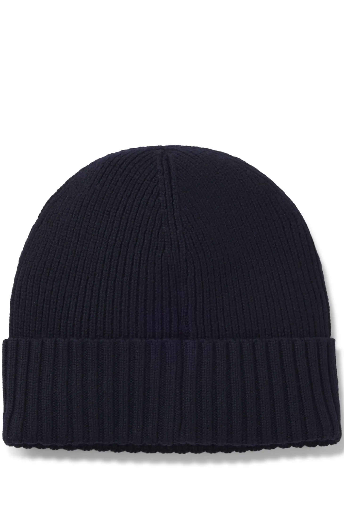 Rib-knit virgin-wool beanie with logo plaque