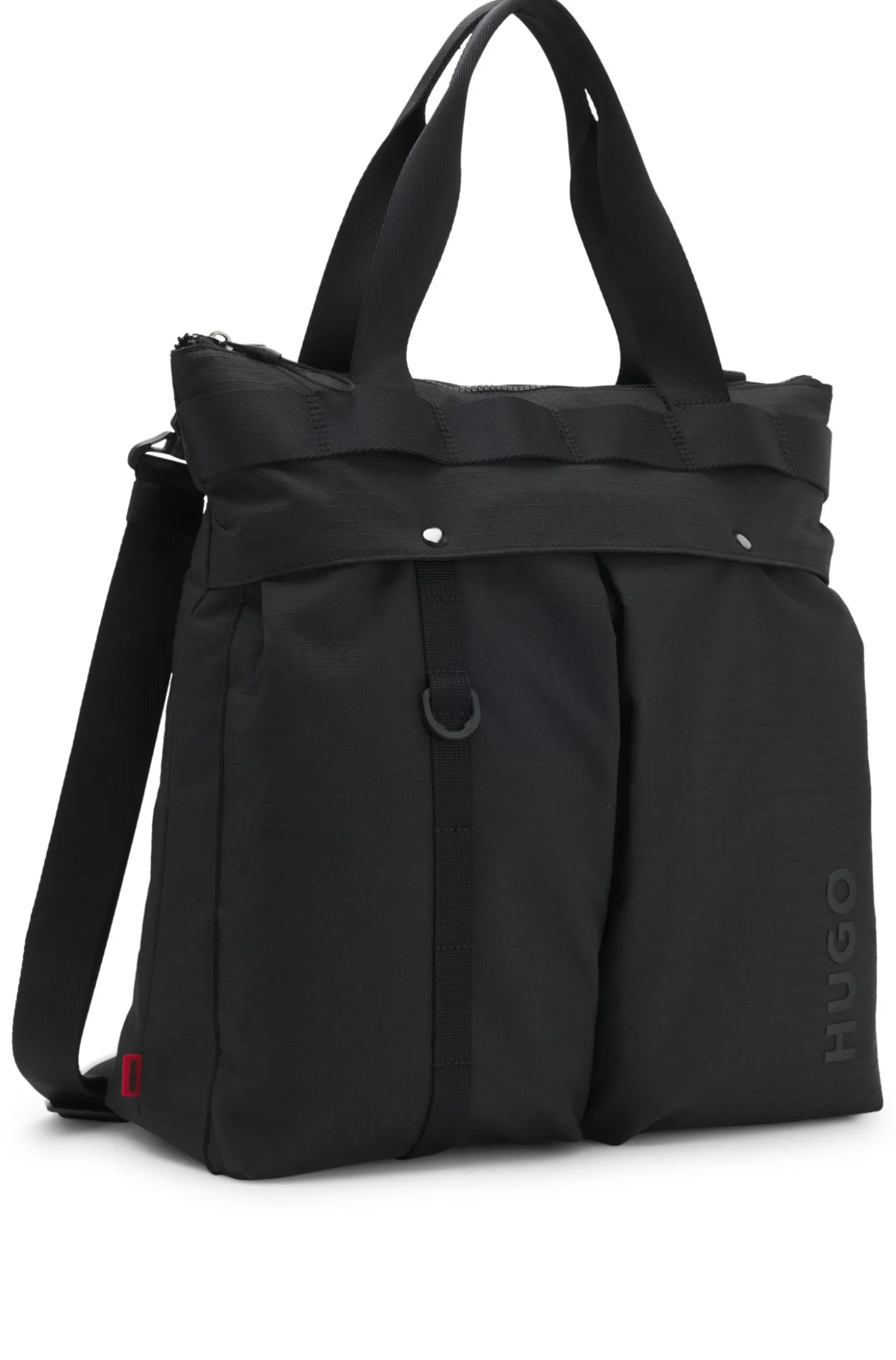 Ripstop tote bag with logo lettering